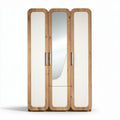Three-door wardrobe with mirror and wooden finish 160 x 60 x 210cm