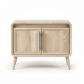 Wooden nightstand with two doors and tapered legs 60 x 40 x 45cm natural finish