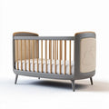 Convertible crib with wooden accents and removable mattress in grey 120 x 70 x 90cm