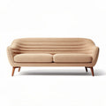 Upholstered modern sofa in beige fabric with wooden legs 200 x 80 x 85cm