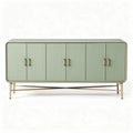 Mint green sideboard cabinet with four doors and metal legs 150 x 40 x 70cm