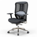 Ergonomic office chair with mesh back support and adjustable height black and grey