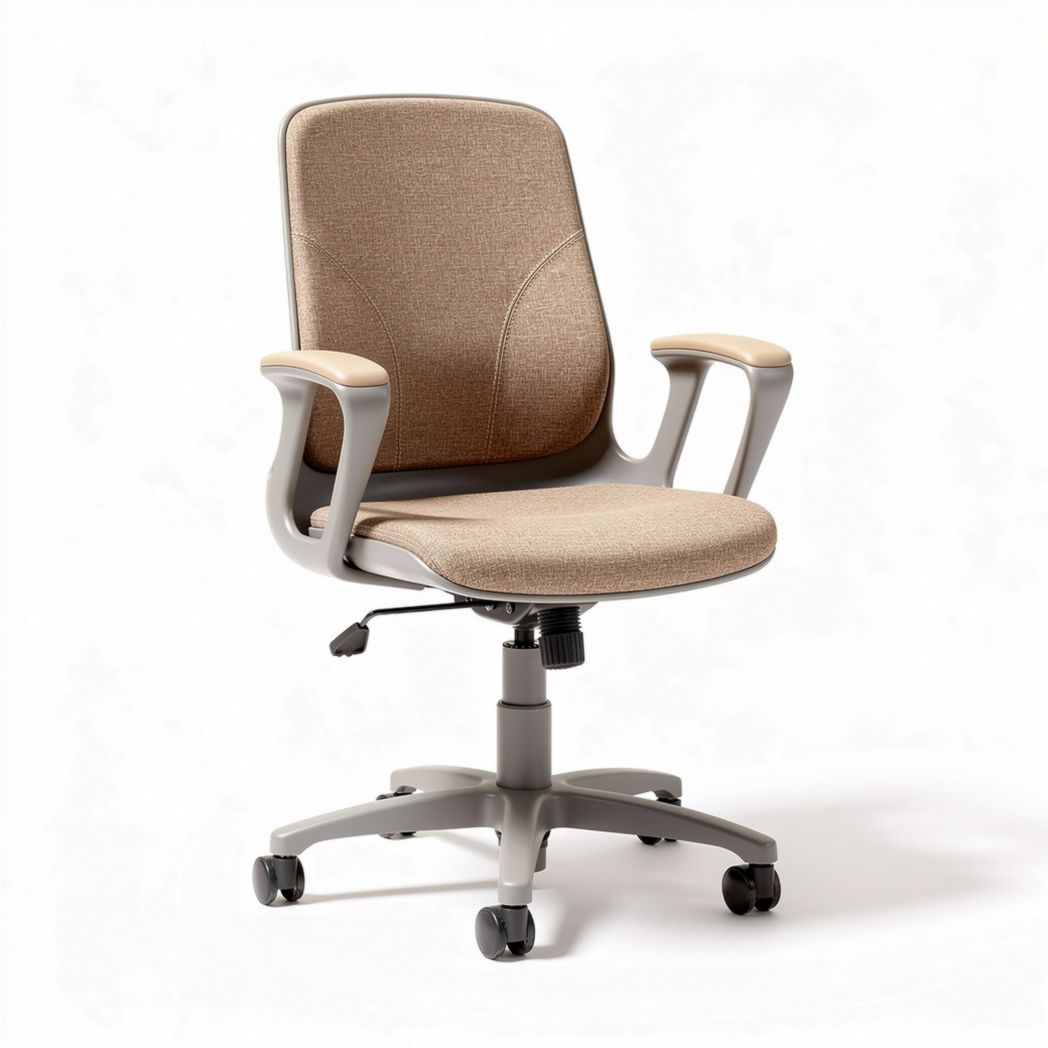Office chair with adjustable height mesh seat and fabric back in beige 60 x 60 x 90cm