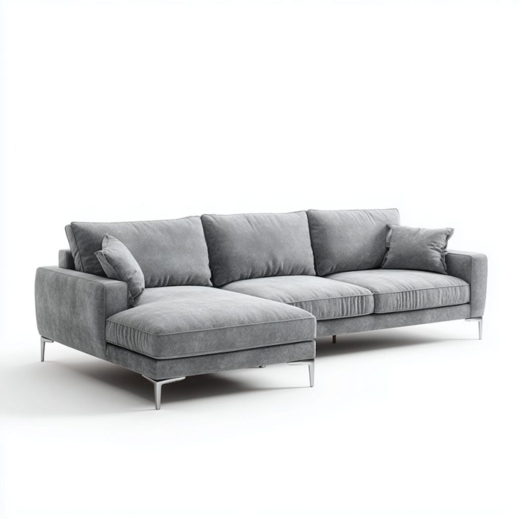 Linen upholstered sectional sofa with chaise for living room 240 x 100 x 90cm