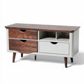 Modern wooden storage console with three drawers and open shelf 120 x 40 x 50cm