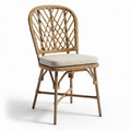 Rattan dining chair with cushion in natural color 45 x 45 x 90cm